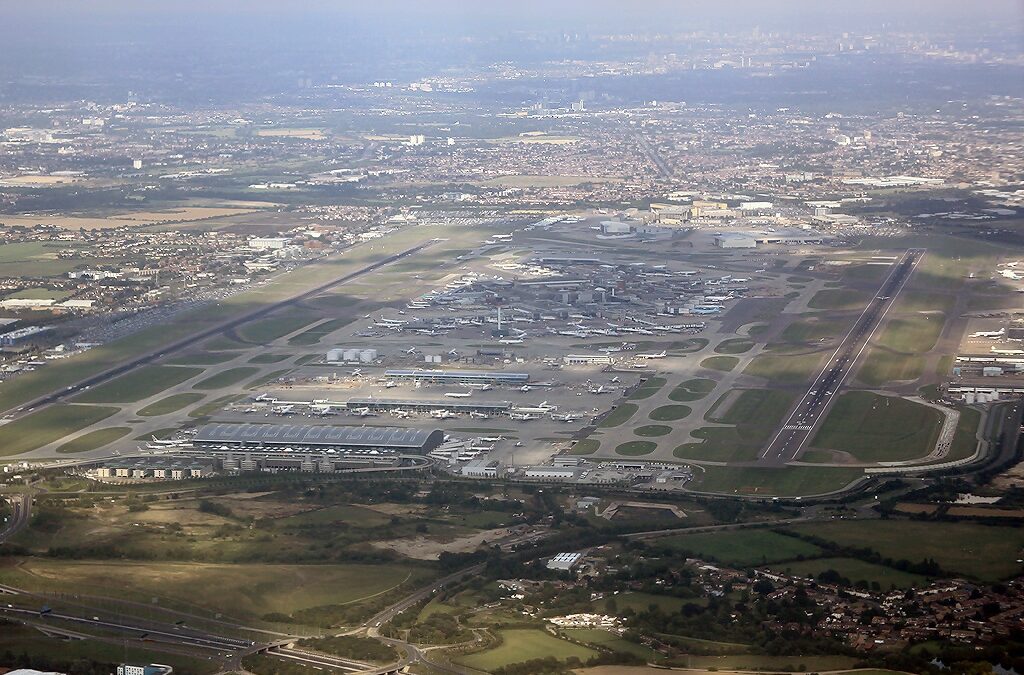 An aerial photo of Heathrow Airport